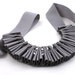 Ribbon Necklace - Chunky Grey Crystal Pleated Ribbon Necklace