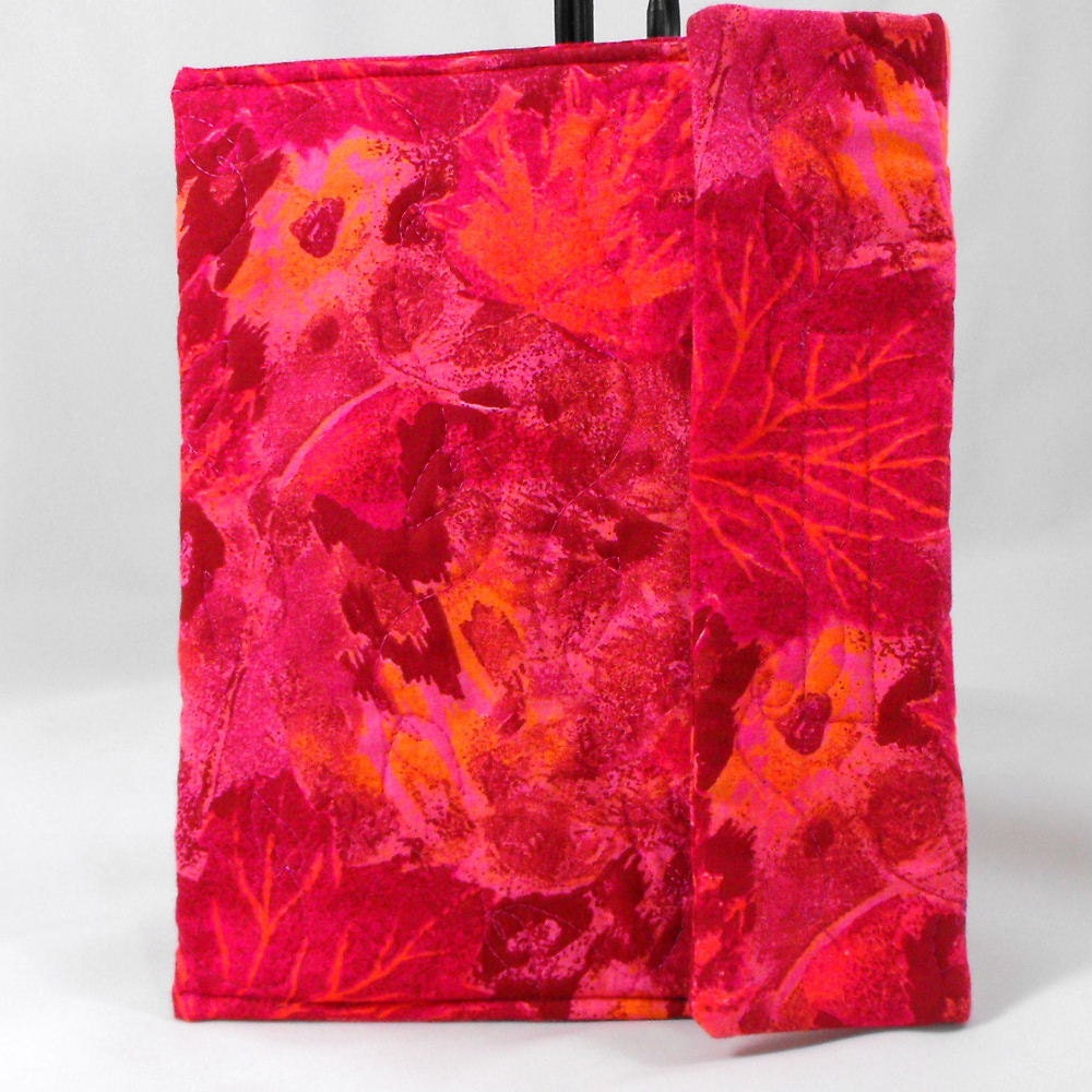 Quilted iPad, Nook HD Plus, Kindle Fire HD 8.9 Cover Case - Swirling Maple Leaves in Rose and Peach