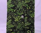 Quilted iPad, Kindle Fire HD 8.9, Nook HD Plus, Xoom Case Cover  - Lime and Black Batik