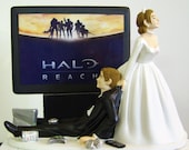 VIDEO GAME 'junkie' Groom Customized Wedding Cake Topper.  The ORIGINAL Video Game cake topper....not a copy cat.