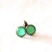 Green Polka Dot Earrings. Antique Brass, Round Glass Dome.