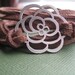 Leather Wrap bracelet, silver flower charm, brown leather wrap bracelet