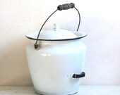 Vintage White Enamelware Large  Pot With Lid