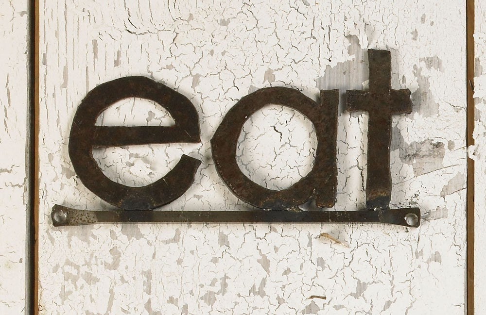 Eat Sign Made with Recycled Farm Steel - TheSteelFork