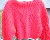 Handknit Red Cabled Toddler Pullover