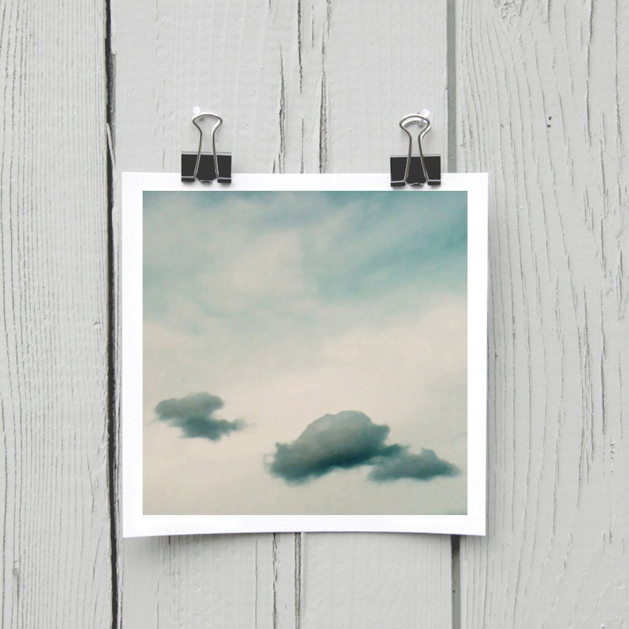 Open edition 5 x 5 inch fine art Hahnemuhle photograph (clouds 002) baby blue nursery art