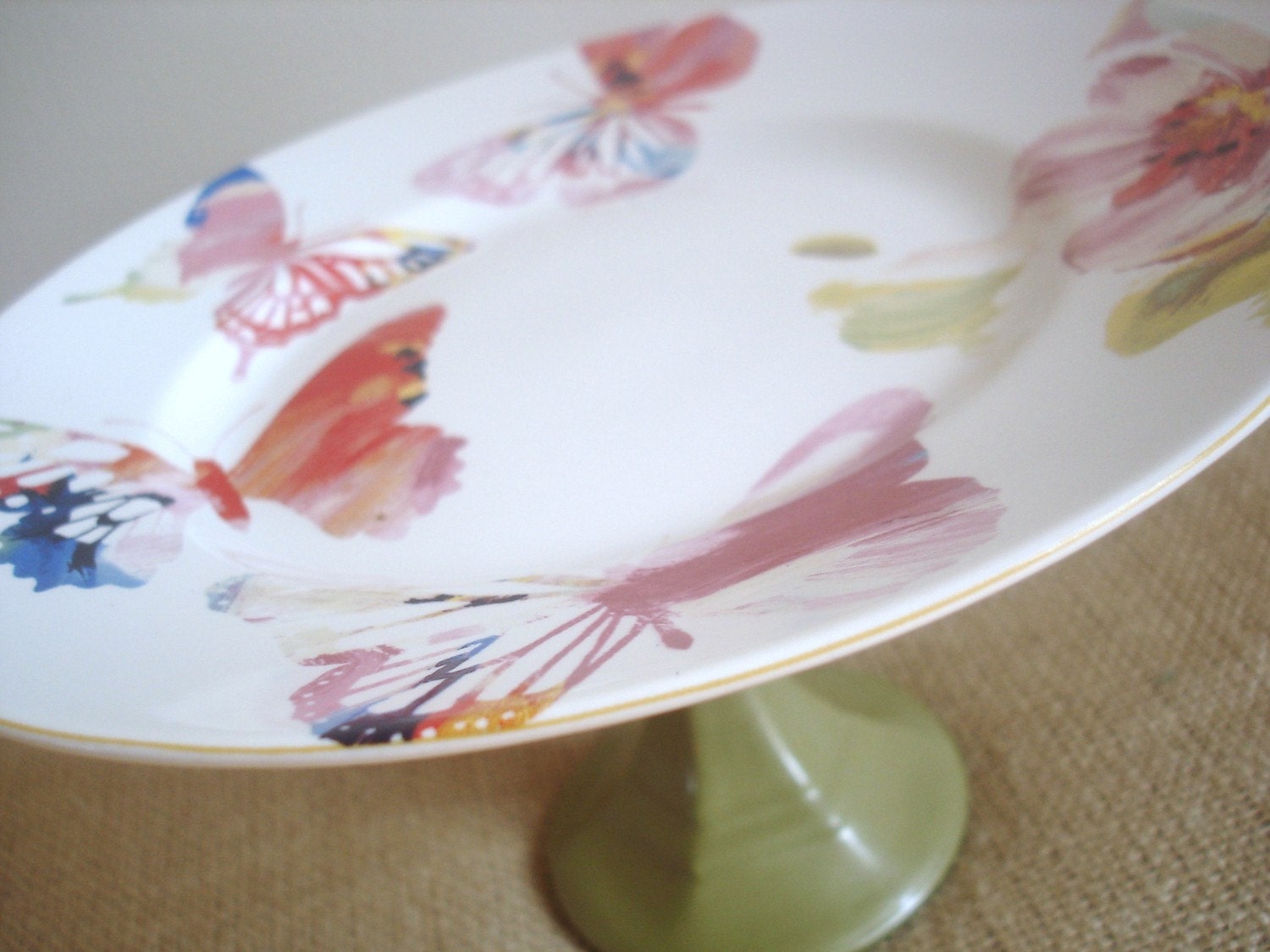 Butterfly Cake Plate / Cupcake Stand / Dessert Pedestal-Butterfly Garden