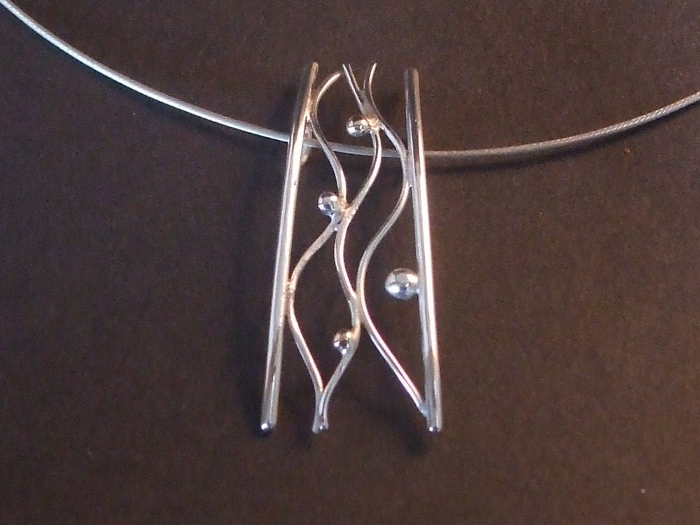 One of a kind sterling silver  pendant with 9ct gold accents. FREE SHIPPING WORLDWIDE