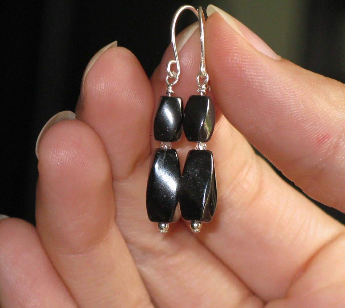 Hypoallergenic Magnetic Hematite Twists and Sterling Earrings