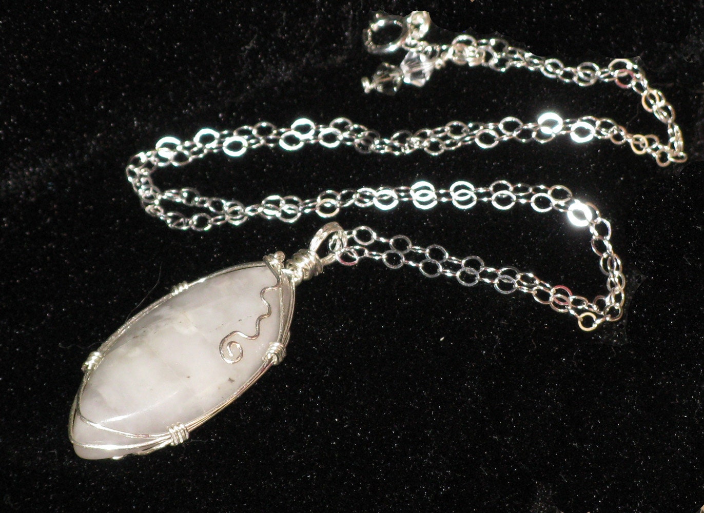 Argentium Silver Adjustable Wire Wrapped Jasper Cabochon Pendant Necklace