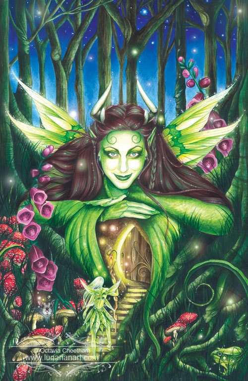 Fae Magic - 9x6 Print - Faerie Art - Signed - Faerie Print - Green Faerie - Hamster Friend