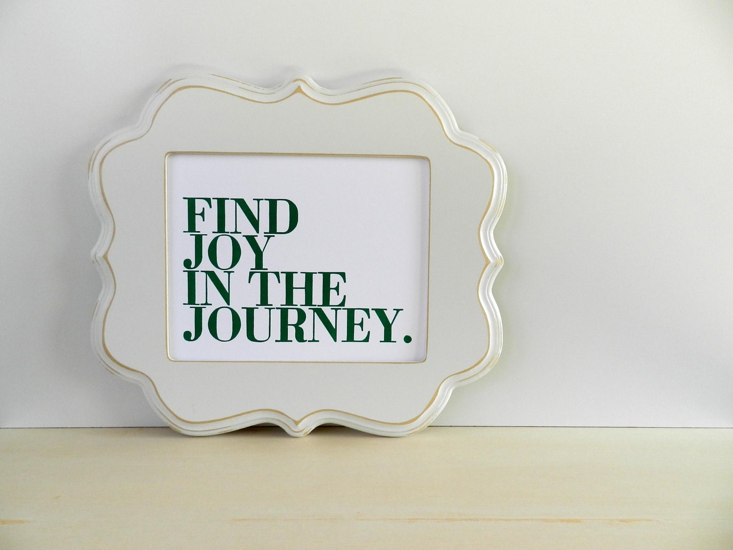 Poster, Green and White, Find Joy in the Journey Letterpress Print (Kelly Green)
