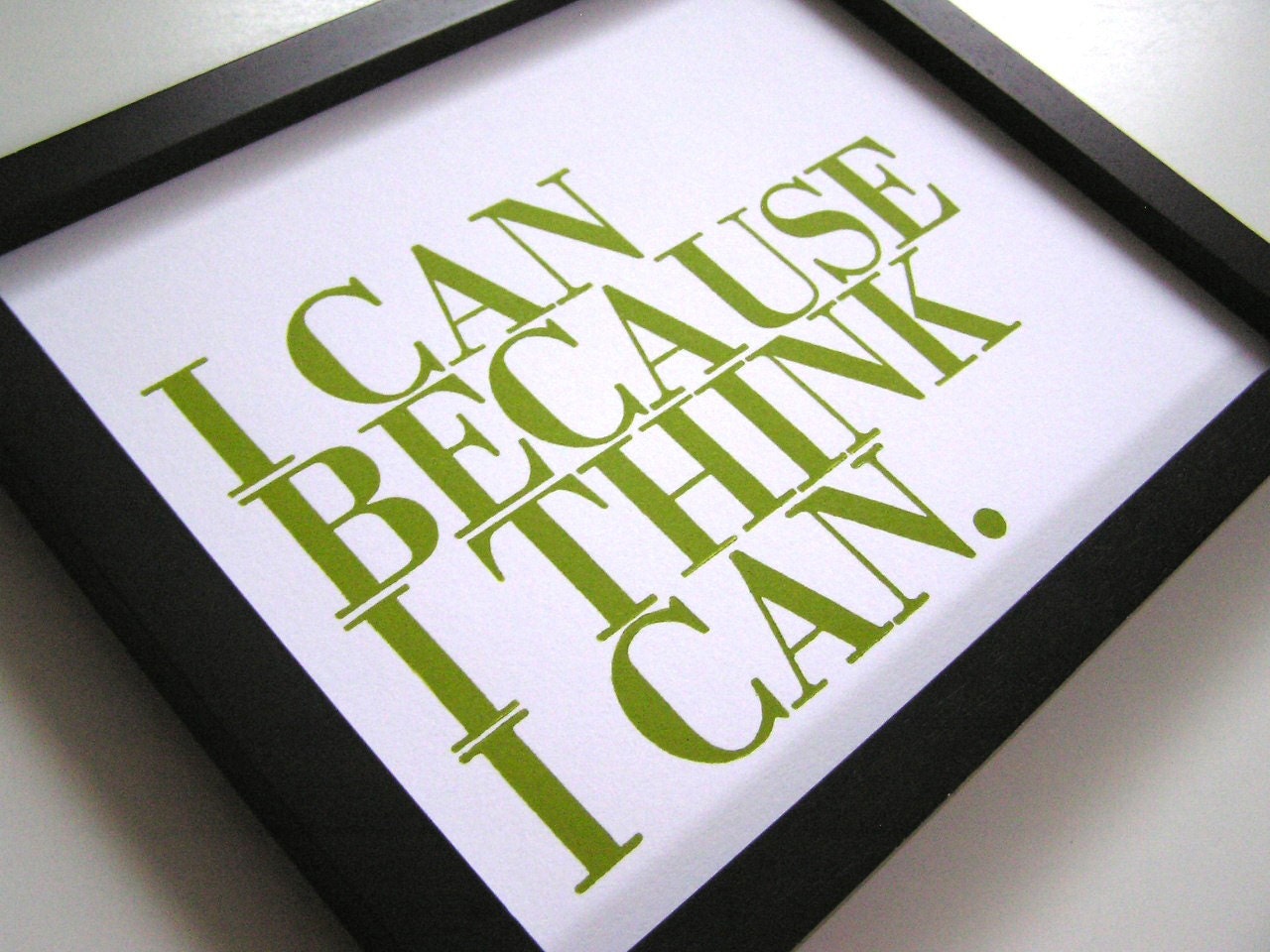Motivational Art, 8x10 I Can Because I Think I Can Letterpress Print (Spring Green), Children's Wall Decor, Inspirational Art