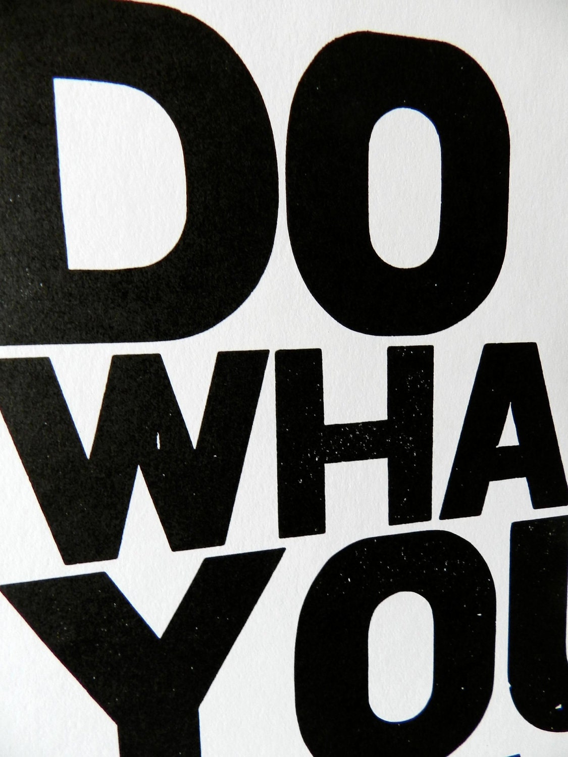 Poster, Black and White Motivational Typography Poster, Do What You Love Everyday Letterpress Print, Large Simple Bold Letters