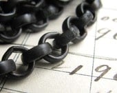 Bulk chain - "Mucha" - Chunky rollo antiqued brass chain - 8mm round, open circle links - black  patina (3 feet) (91cm) industrial strength