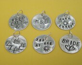 Charmer- 5/8 inch hand stamped sterling silver charm custom made for you