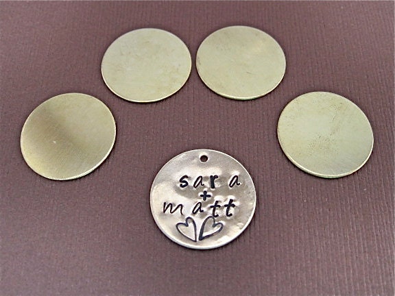 Big Ole Brass- 3/4 inch hand stamped round brass charm custom made and personalized for you
