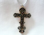 Antiqued Black and Silver Cross