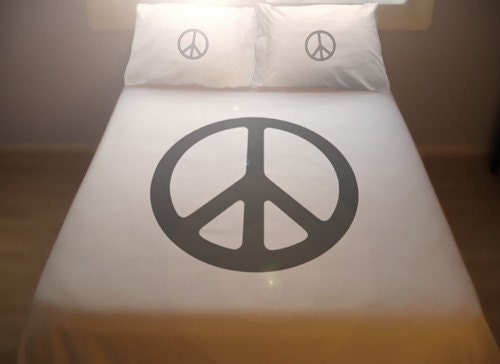Peace Sign Duvet Cover Set Pillowcases Peace Symbol 70s Hippie Groovy Size Twin Full Double Queen King