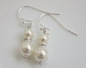 Bridesmaid Jewelry Dangle Earrings Swarovski Pearl Earrings Silver Bridesmaid Earrings