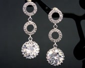 Wedding Jewelry Cubic Zirconia Bridal Earrings Silver Posts Wedding Earrings