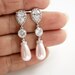 Pearl Jewelry Rose Pink Pearl Earrings Cubic Zirconia Bridal Earrings Silver with Swarovski Pearl Drops Wedding Jewelry