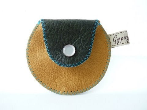 Coin Purse / The Mini Gypsy Vintage in Leather and Vintage Fabric