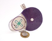Leather Coin Purse / The Mini Gypsy Change Purse in Purple Plum Leather and Linen Lining