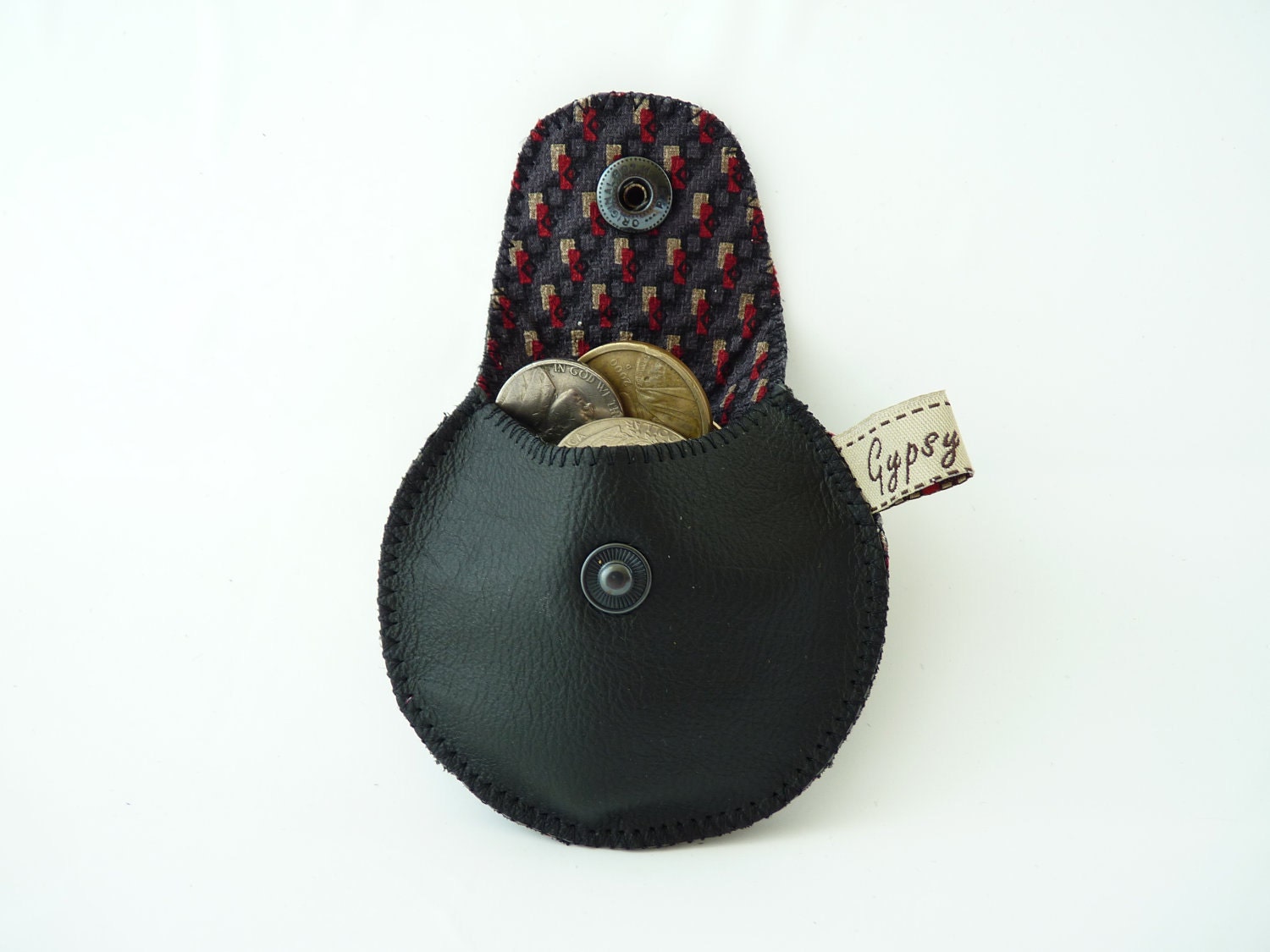 Black Leather and Recycled Necktie Mini Gypsy Guys / Ready to Ship