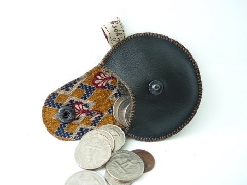 Ready to Ship / Black Leather and Recycled Necktie Mini Gypsy Guys
