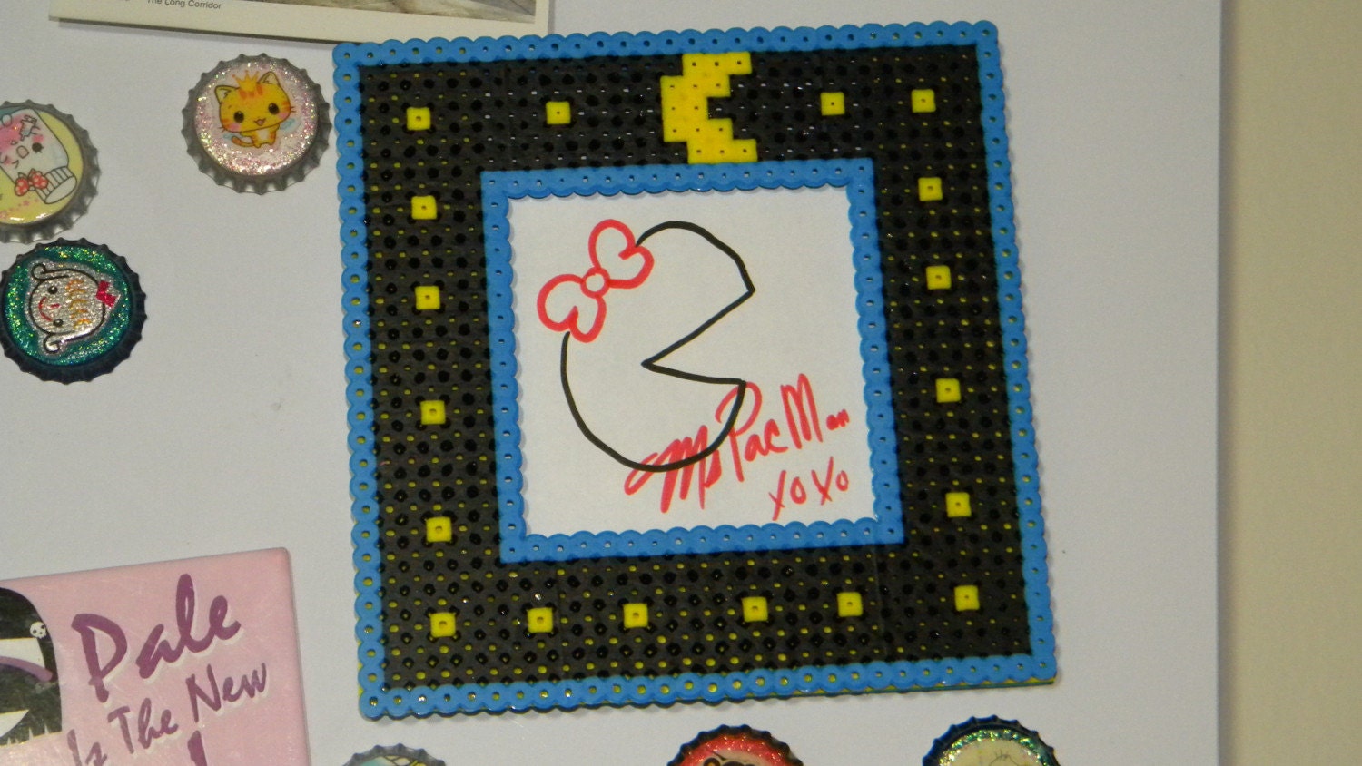 Pac Man Picture Frame Perler Bead Geekery Nerd Arcade Old School Magnet