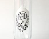 SALE - Oh, My, My - hand painted upcycled glass