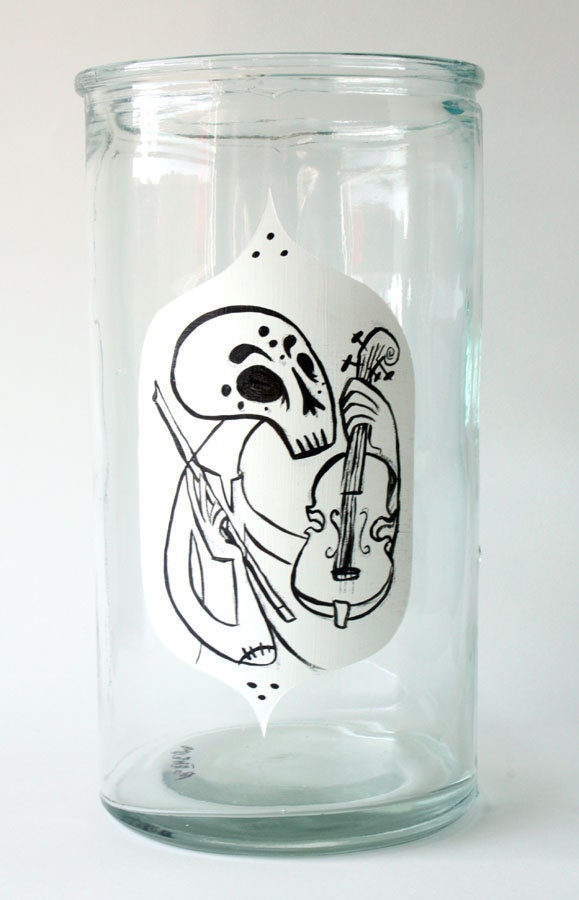 SALE - Play Me Off - hand painted upcycled glass