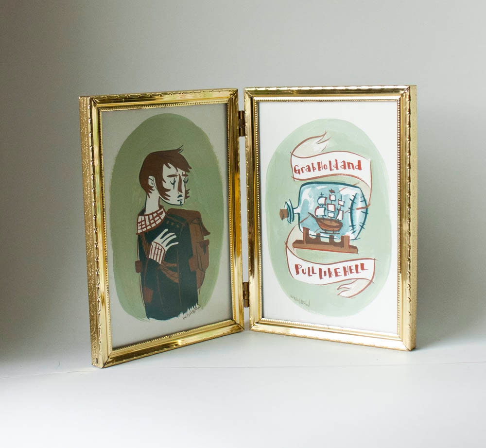 Pull Like Hell - Original Framed Gouache Painting