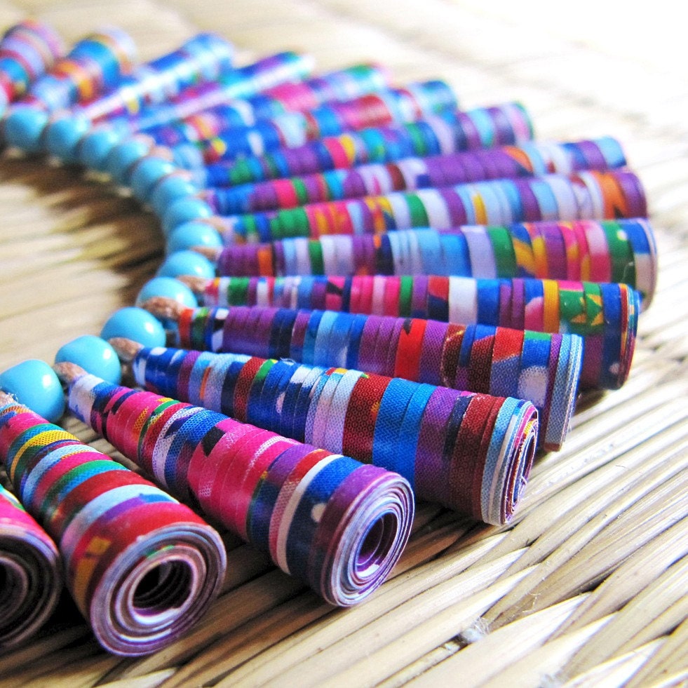 Exotic Orchid - 1st wedding anniversary gift - Paper bead jewelry - Paper jewelry - Floral, spring, pink, purple, violet, blue