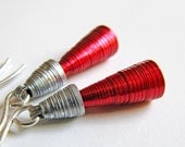 First anniversary gift - Paper jewelry - Wedding jewelry - Party earrings - Paper bead jewelry, romantic, wedding, party, Garnet red, Silver