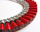 Romantic necklace - First anniversary gift - Statement necklace - Party jewelry - Love, romantic, statement, party, glam, Garnet Red, Silver
