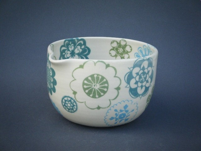 Ceramic Mixing Bowl Retro Aqua Design