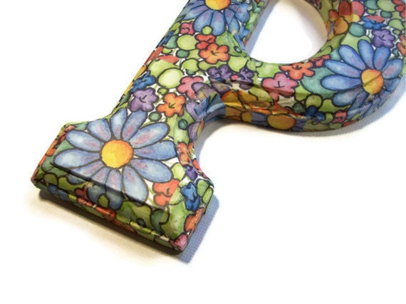 Decorated Wood Letters Decoupage Floral for any Initial, Name, or Word Custom for Your Decor