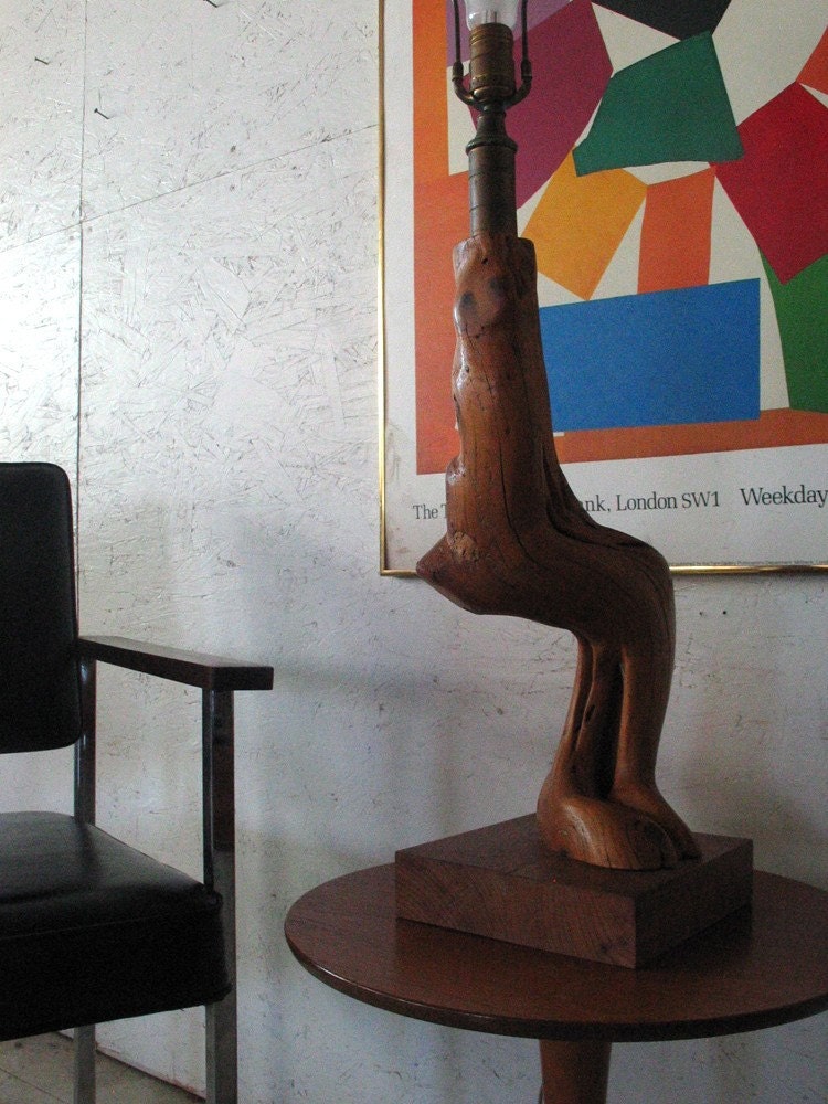 SALE Vintage Organic Tree Root Lamp nakashima eames era c 1950s - mid century modern lamp