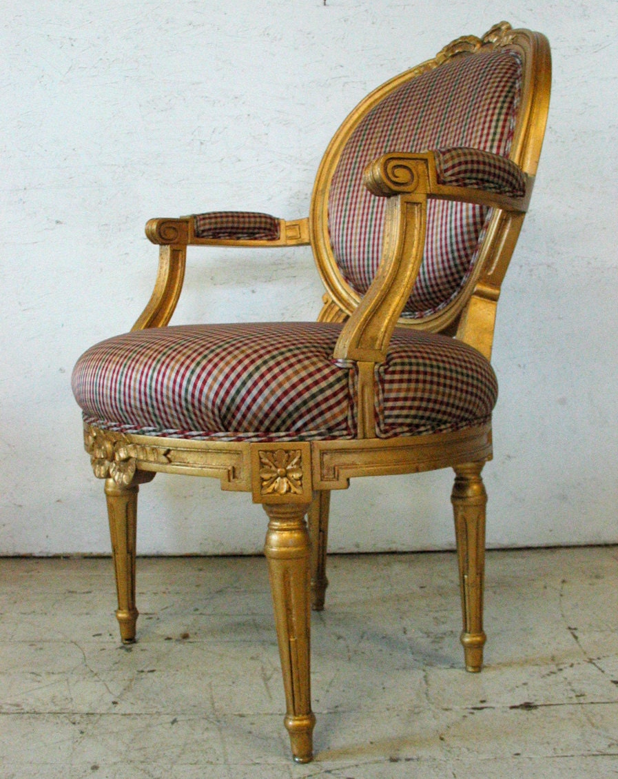 Baker Furniture French Chair  ribbon design chair gold gilt