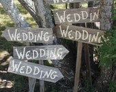 Set of 6 Rustic Wood Wedding Directional Stake Signs Western Bridal With Arrow