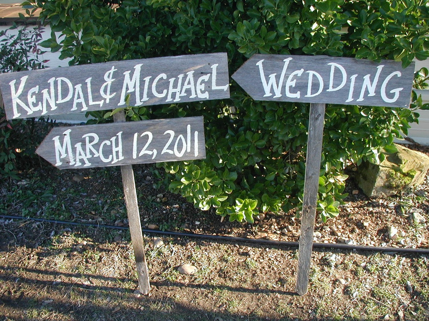 Personalized Rustic Cowboy Western Bridal Wood Wedding Signs on Stakes Custom Order Handpainted With Your Name
