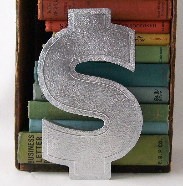 silver money symbol vintage marquee sign retro wall hanging home decor industrial modern business store cash dollar S metallic silver