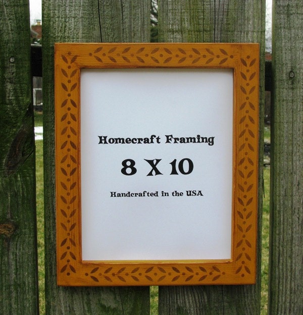 8 X 10 Picture Frame Hand Painted Antiqued Colonial Mustard Country Primitive Wooden