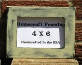 4X6 Picture Frame Distressed Tan Black Country Primitive Wooden