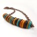 Boho Necklace, Mykonos Greek Beads, Beaded Bar Choker, Mustard, Aqua, Orange, Copper, Colorful Bohemian Necklace, Handmade Jewelry