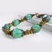 Chunky Turquoise Bracelet, Czech Fire Polished Glass, Retro Victorian Style, Beaded Bracelet, Boho Jewelry