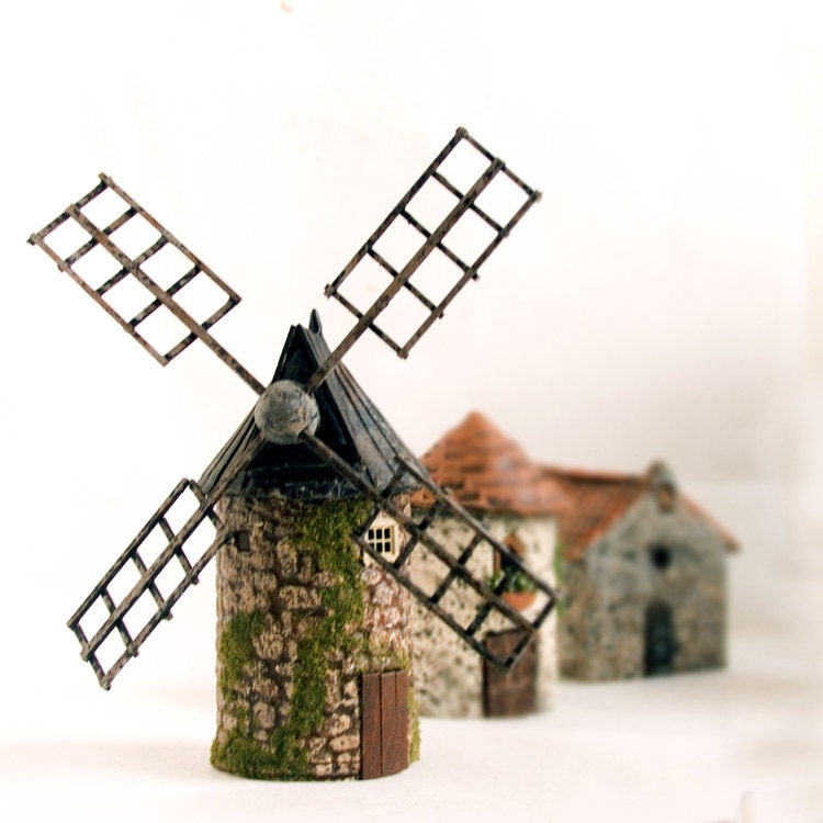 The Hermitage Series -  Old French Country Windmill at Paimpol, Brittany - Handmade Miniature Building -  HO Scale