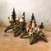 Trio of Woodland Mushroom Fairy Houses Upon a Star - Tiny Gold Capped Houses and Pine Trees by Bewilder and Pine